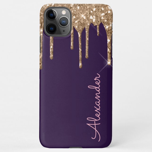 Personalized Gold Purple Handwritten BUDGET iPhone Case (Back)