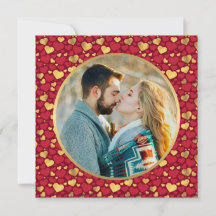 Personalized Gold, Red Hearts Valentine's Day Gift