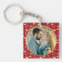 Personalized Gold, Red Hearts Valentine's Day Gift
