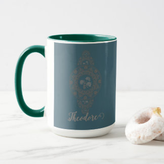 Personalized Gold Rococo Lotus Ornamental Mandala Mug