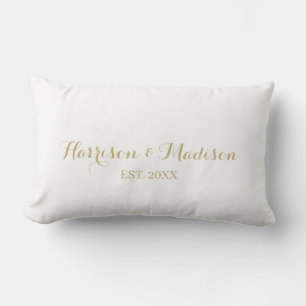 Personalized gold script couple name date Wedding  Lumbar Pillow