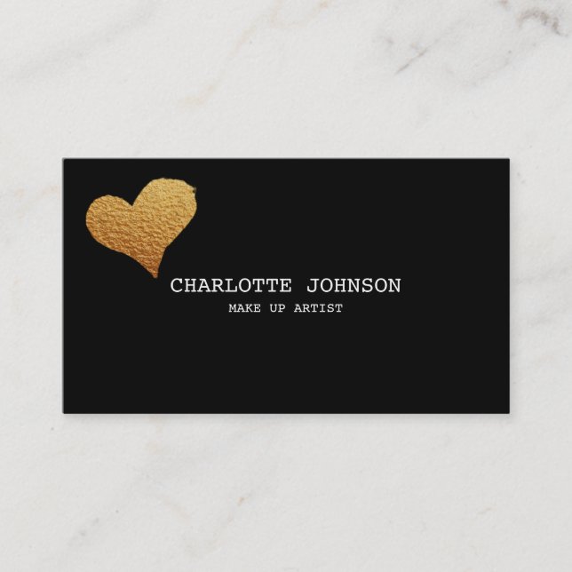 Personalized Gold Shiny Heart Glitter Vip Business Card (Front)
