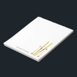 Personalized Gold Skis | Vintage Ski Illustration  Notepad<br><div class="desc">Modern Alpine ski,  skiing,  skier-themed design with gold skis and gold poles. Simple festive holiday gold ski illustration for ski lovers.</div>