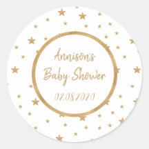 Personalized Gold Star Glitter Sparkle Baby Shower