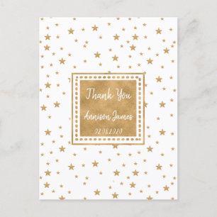 Personalized Gold Star Glitter Sparkle Thank You Postcard
