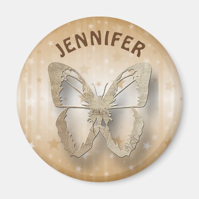 Personalized Gold Stars and Butterfly Magnet (Front)