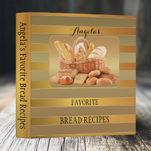 Personalized Gold Striped Photo Recipe Binder