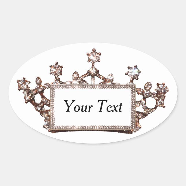 Personalized “Gold Tiara” Oval Sticker (Front)