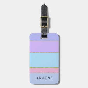 Personalized Gold Trim Colour Stripes Luggage Tag