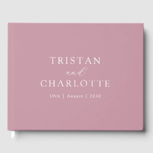 Personalized Gold Typography Blush Rose Pink Guest Book