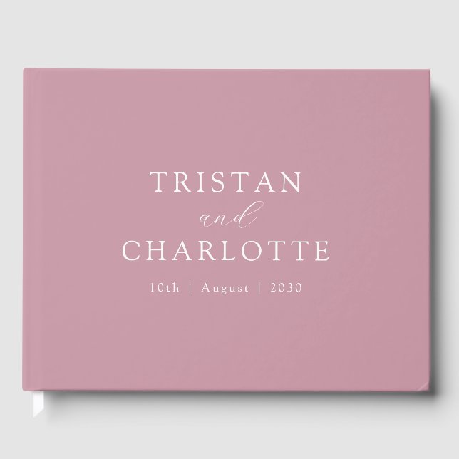Personalized Gold Typography Blush Rose Pink Guest Book (Front)