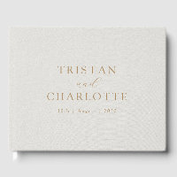 Personalized Gold Typography White Faux Linen