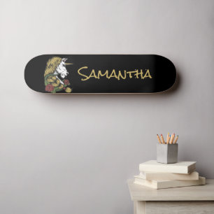 Personalized Gold Unicorn Skateboard