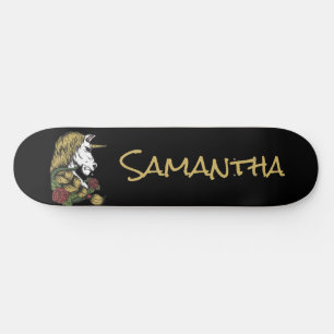Personalized Gold Unicorn   Skateboard