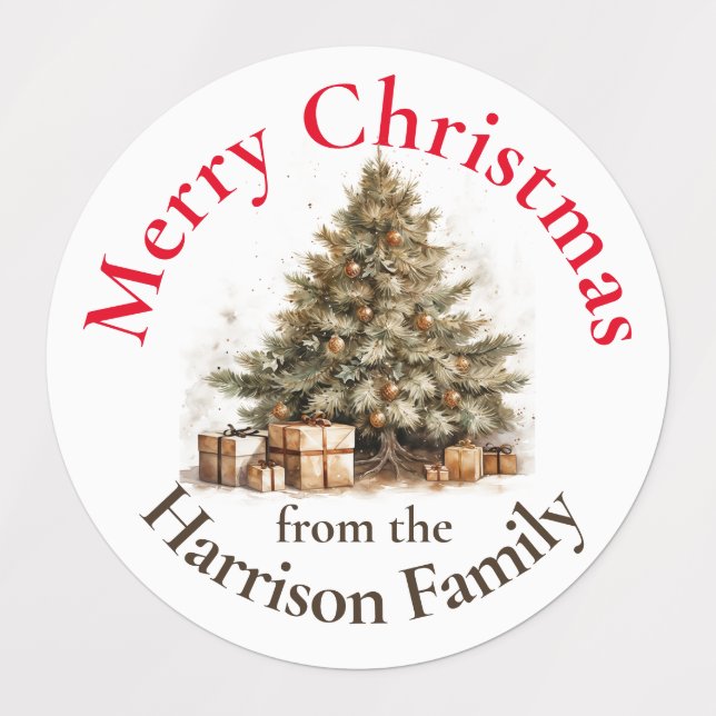 Personalized Gold Watercolor Christmas Tree Wishes (Design 1)