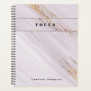 Personalized Gold watercolor strokes Focus Word Planner