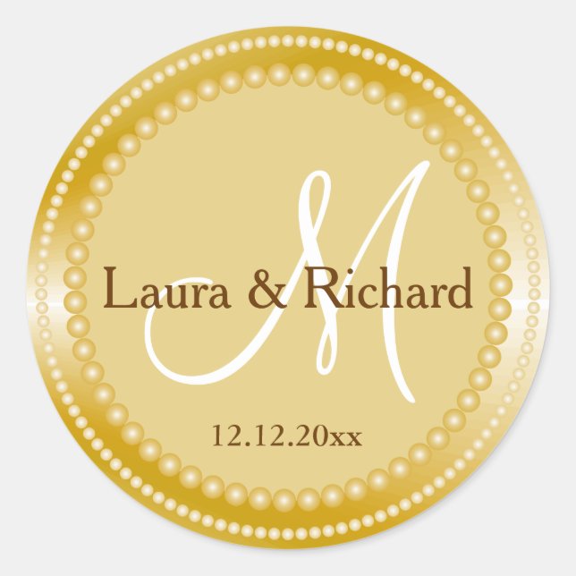 Personalized Gold Wedding Monogram Seals (Front)