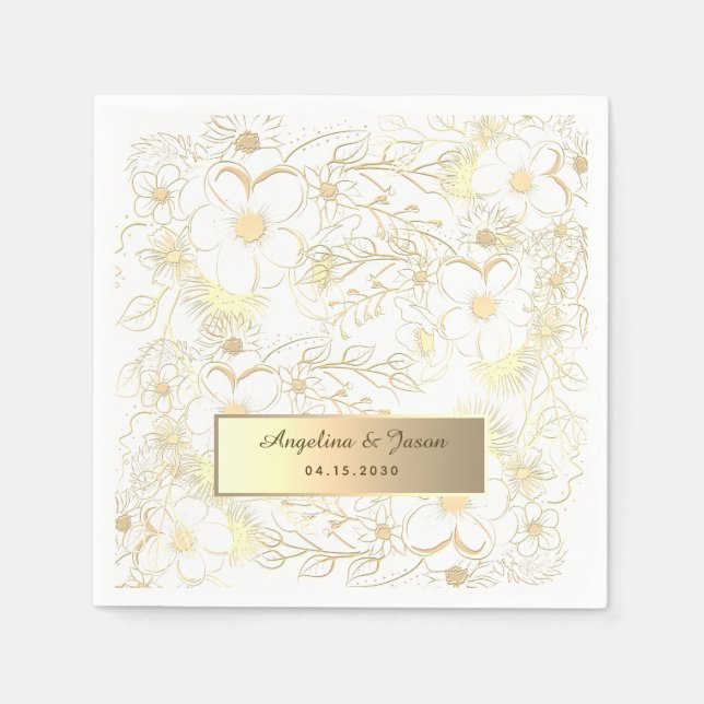 Personalized Gold Wedding Napkin (Front)