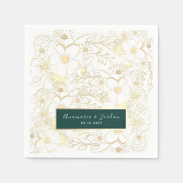 Personalized Gold Wedding Napkins (Front)
