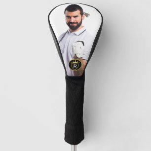 Personalized Gold & White Monogram Photo Golf Head Cover