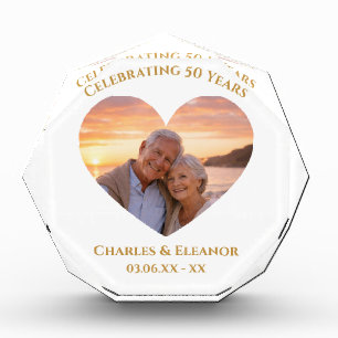 Personalized Golden 50th Anniversary Gift Photo Block