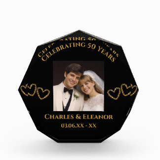 Personalized Golden 50th Anniversary Photo Gift Block