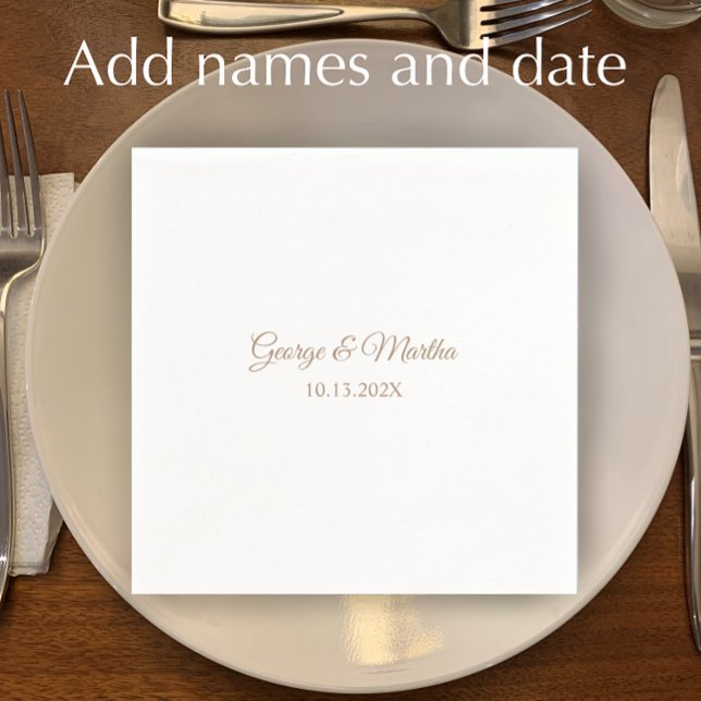 Personalized Golden 50th Wedding Anniversary Party Napkin (Add couple’s names and date for elegant simple custom napkins. 
)
