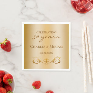 Personalized Golden 50th Wedding Anniversary Party Napkin