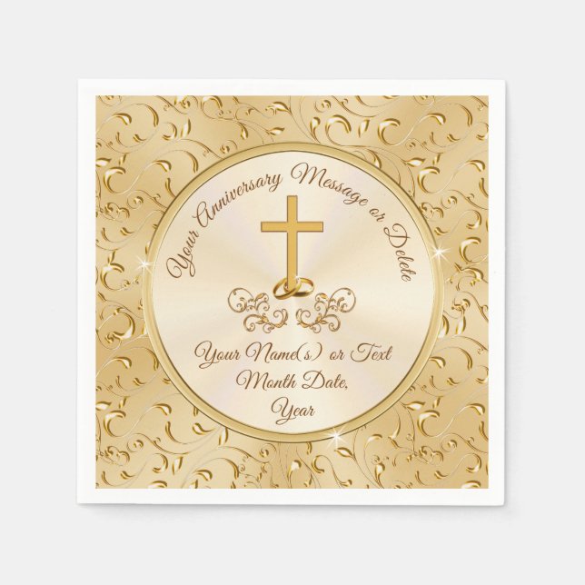 Personalized Golden Anniversary Napkins Your Text (Front)