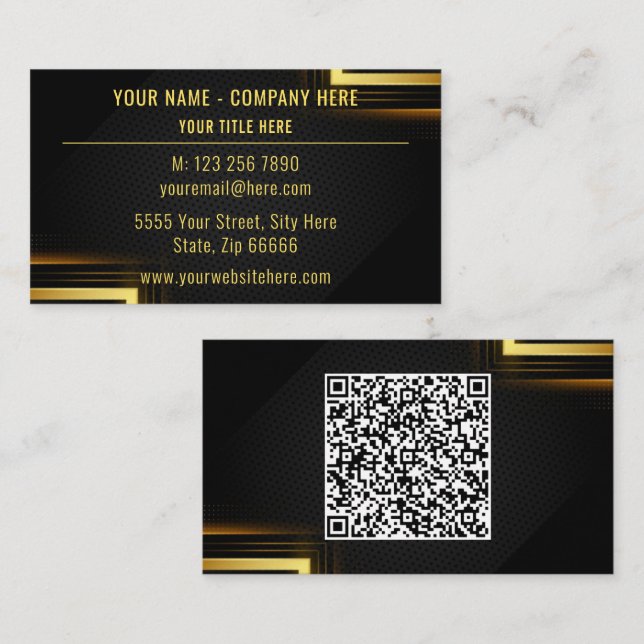 Personalized Golden Black QR Code Business Card (Front/Back)