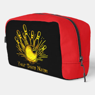 Personalized Golden Bowling Team Design Dopp Kit