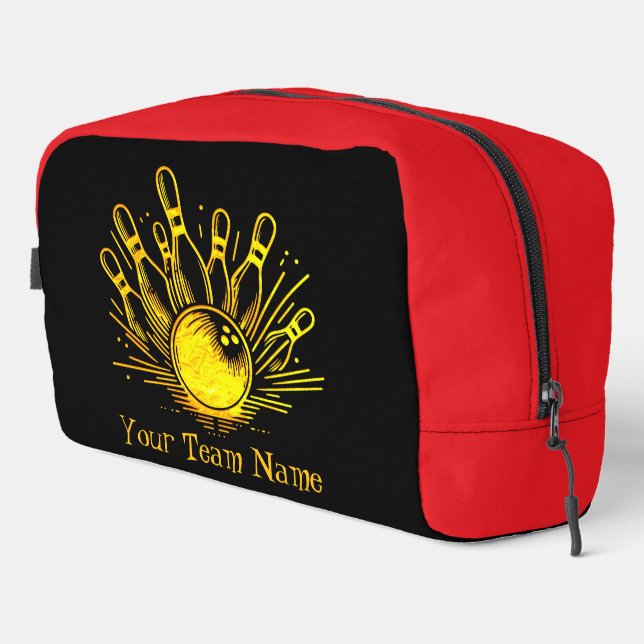 Personalized Golden Bowling Team Design Dopp Kit (Right Corner)