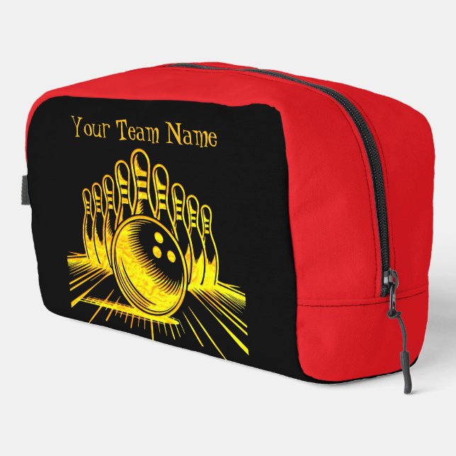 Personalized Golden Bowling Team Design Dopp Kit (Right Corner)