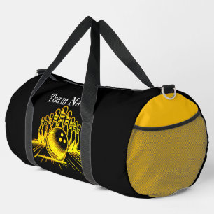 Personalized Golden Bowling Team Design Duffle Bag
