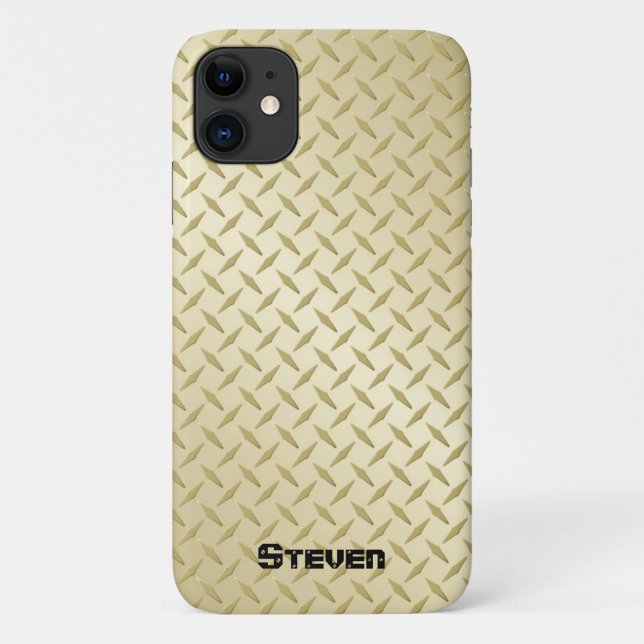 Personalized Golden Diamond Plate Case-Mate iPhone Case (Back)