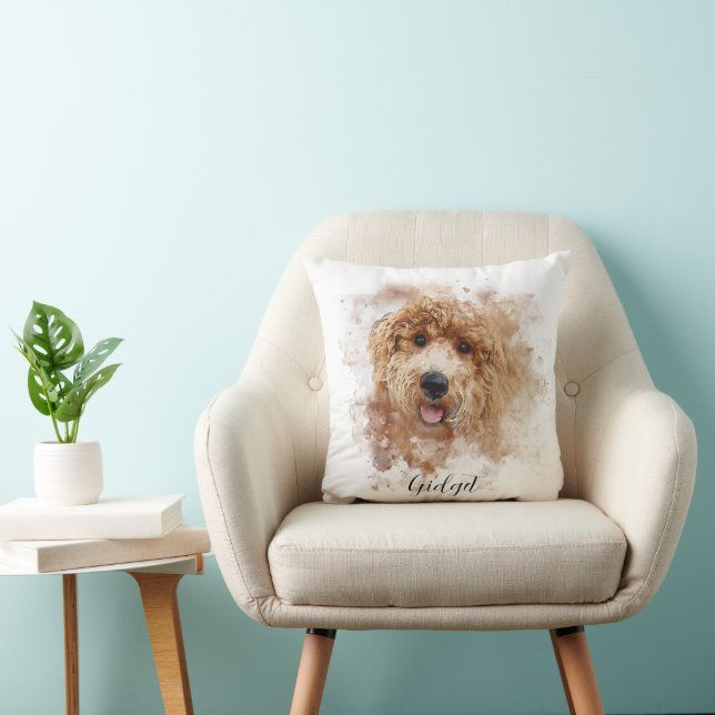 Personalized Golden Doodle/Cavapoo Throw Pillow (Chair)