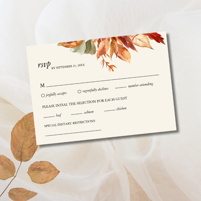 Personalized Golden Fall Leaves RSVP Card (Creator Uploaded)