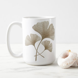 Personalized Golden Ginkgo Leaf Custom Name Coffee Mug