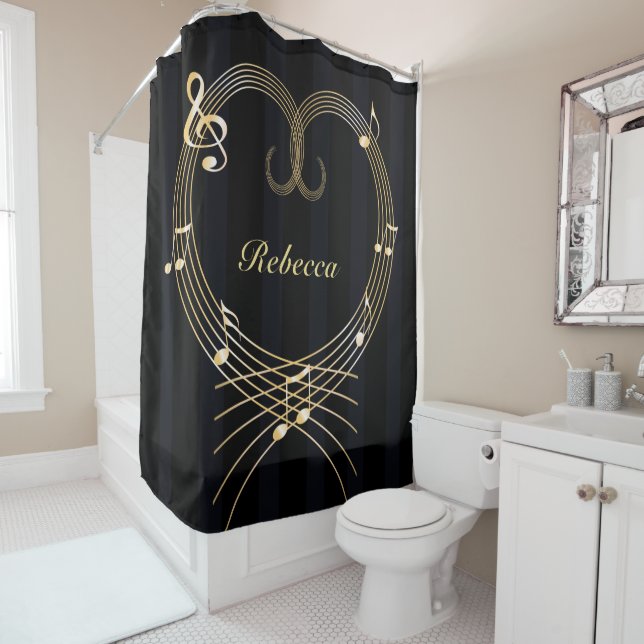 Personalized Golden Heart Musical Notes (In Situ)