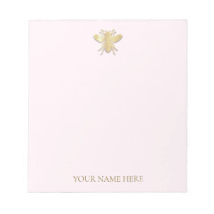 Personalized Golden Honey Bee Notepad