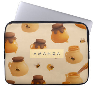 Personalized Golden Honey Pot Pattern Laptop Sleeve