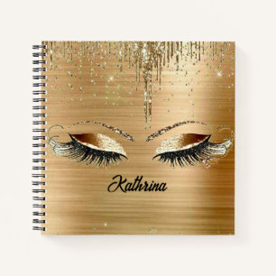 personalized golden lashes Spiral Notebook