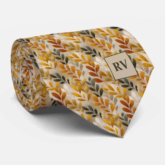 Personalized Golden Leaf Fall Tie (Rolled)