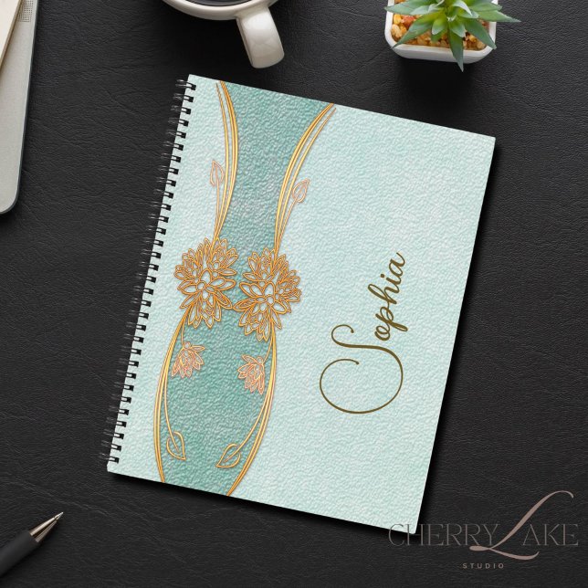 Personalized Golden Mint Journal Notebook (Creator Uploaded)