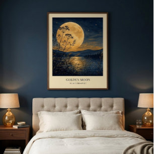 Personalized Golden Moon Reflection Art Poster