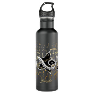 Personalized Golden musical notes Star 710 Ml Water Bottle