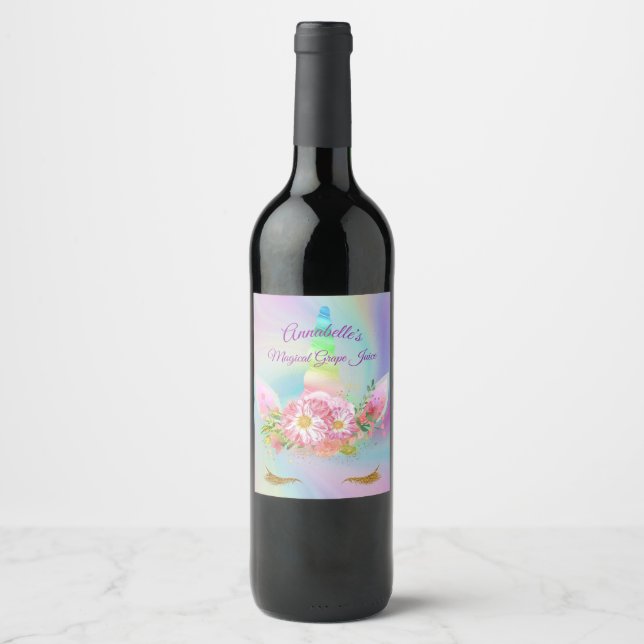 Personalized Golden Rainbow Unicorn Juice Label (Front)
