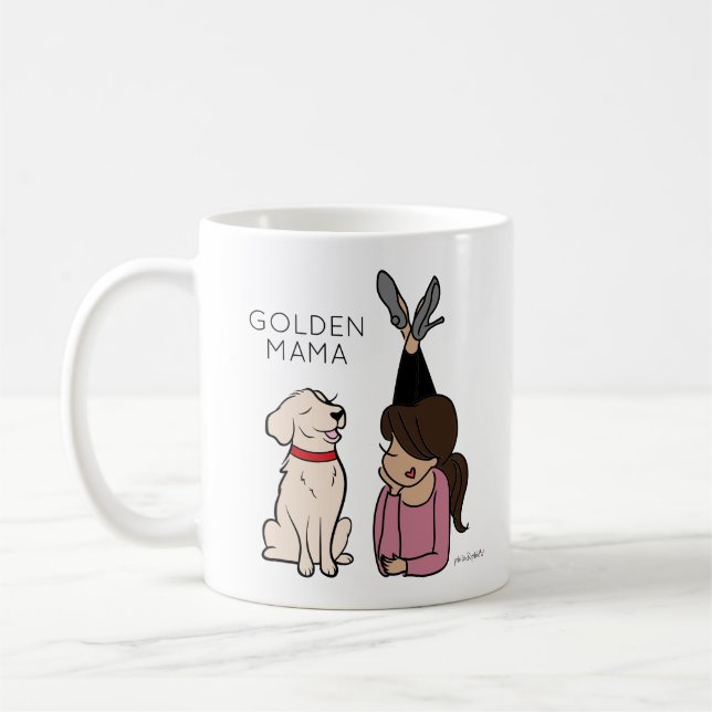 Personalized Golden Reriever Mama Coffee Mug (Left)