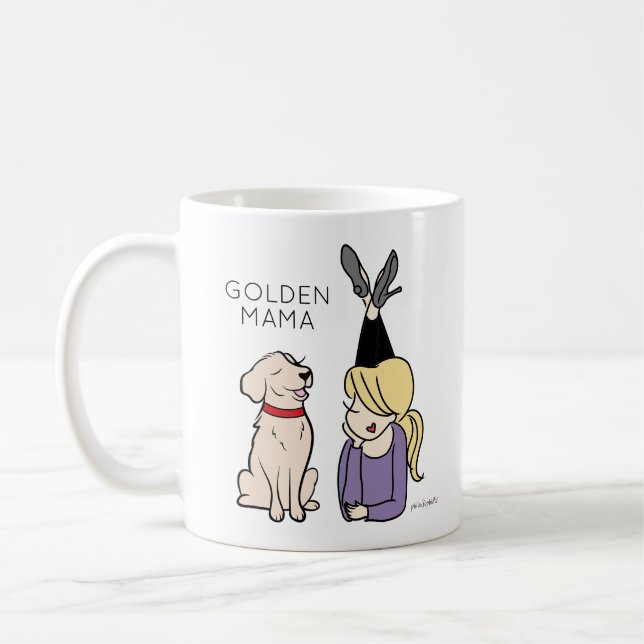 Personalized Golden Reriever Mama Coffee Mug (Left)