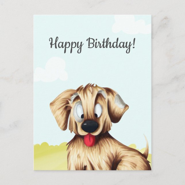Personalized Golden Retriever Cartoon Birthday Postcard (Front)